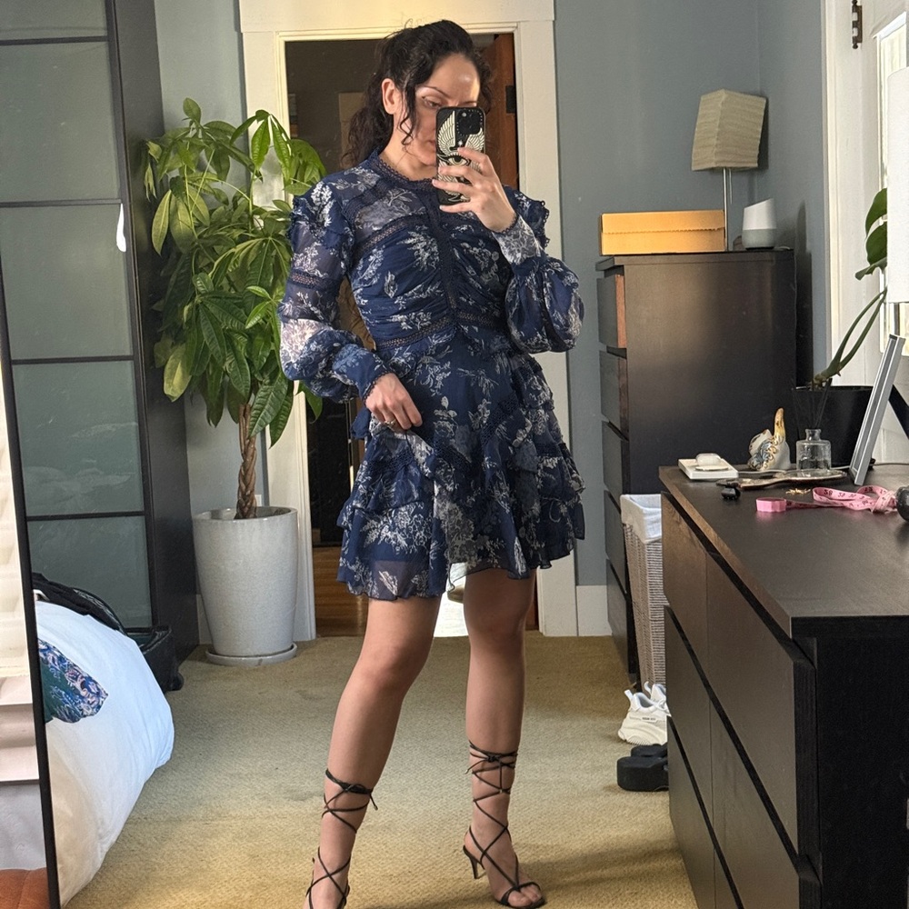 Floral Blue Ruffle Dress